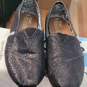 TOMS Black Glitter Women's Shoes